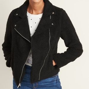 Old Navy Black Sherpa Moto Jacket